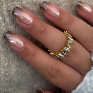 24 PCS Brown French and Natural Color Press-On Nails Simple Chic Medium Length